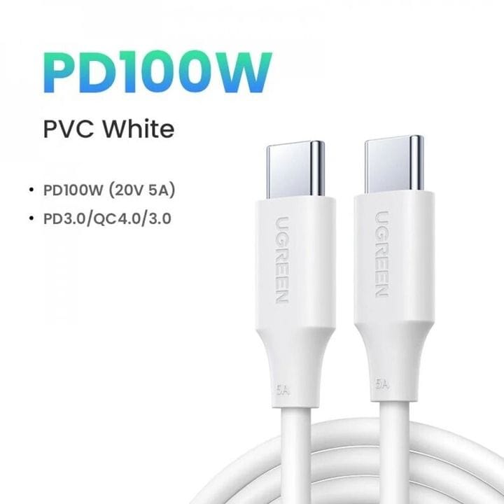 UGREEN USB-C to USB-C 2.0 Cable 2 Meter 100W - White | UG-CBL-US300-USBC-C-100W-2M-WH