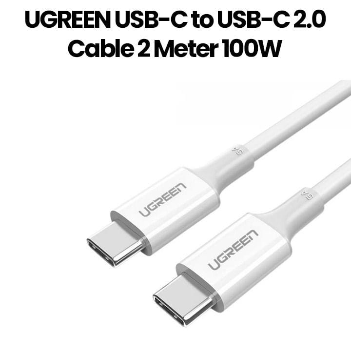 UGREEN USB-C to USB-C 2.0 Cable 2 Meter 100W - White | UG-CBL-US300-USBC-C-100W-2M-WH