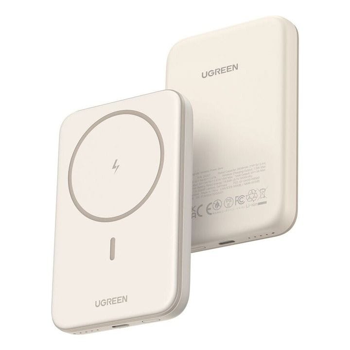 UGREEN 5,000mAh Mini Magnetic Wireless 15W Power Bank (White) | UG-PB-Msafe-PB560-5000C