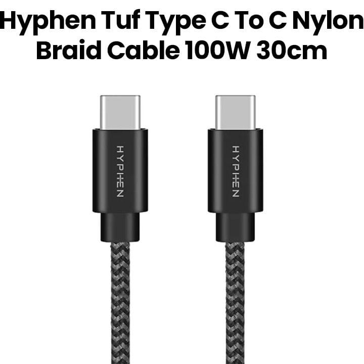 Hyphen TUF Type-C to Type-C Cable 100W 30cm – Black | HCB-C03100W4701