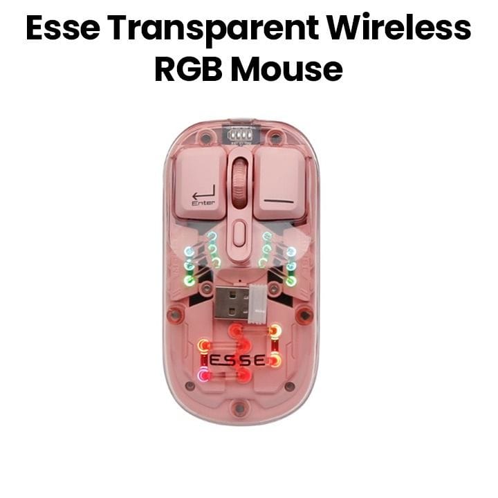 Esse Transparent Wireless RGB Mouse – Pink | EWM-TWRPK2257