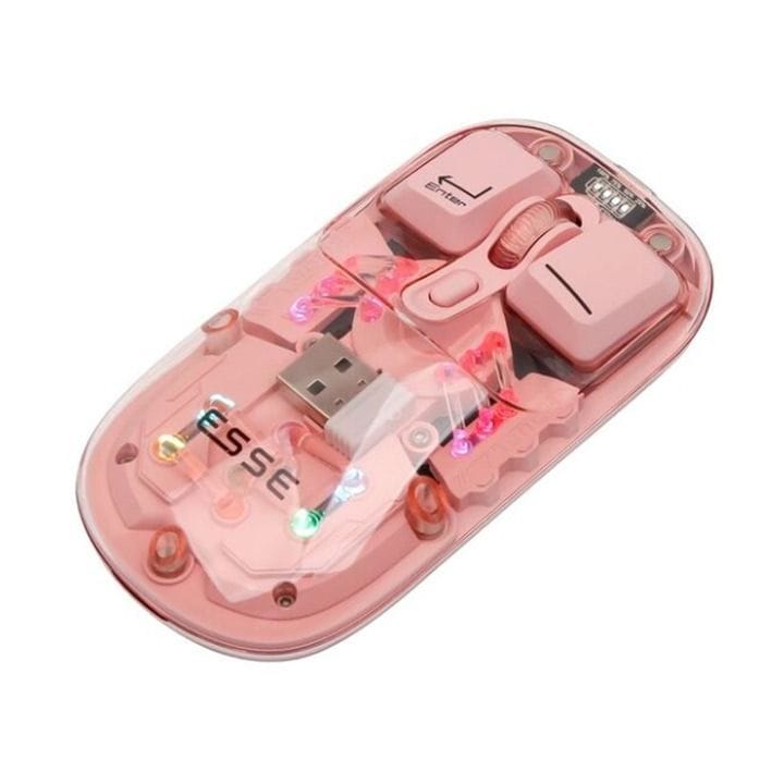 Esse Transparent Wireless RGB Mouse – Pink | EWM-TWRPK2257