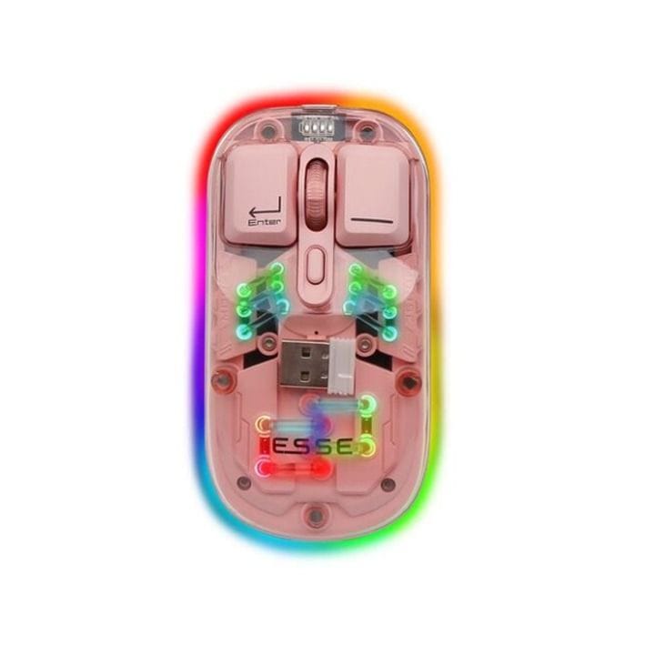 Esse Transparent Wireless RGB Mouse – Pink | EWM-TWRPK2257