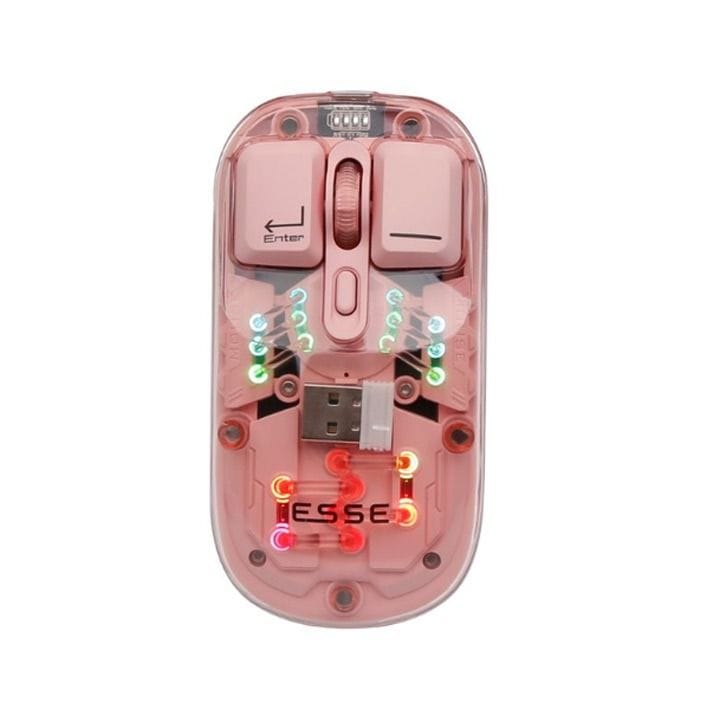 Esse Transparent Wireless RGB Mouse – Pink | EWM-TWRPK2257