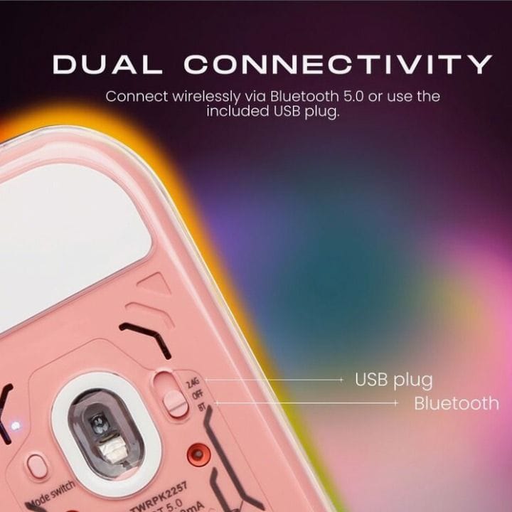 Esse Transparent Wireless RGB Mouse – Pink | EWM-TWRPK2257