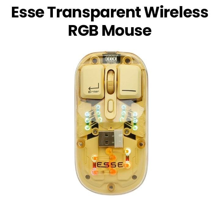 Esse Transparent Wireless RGB Mouse – Yellow | EWM-TWRYL2240