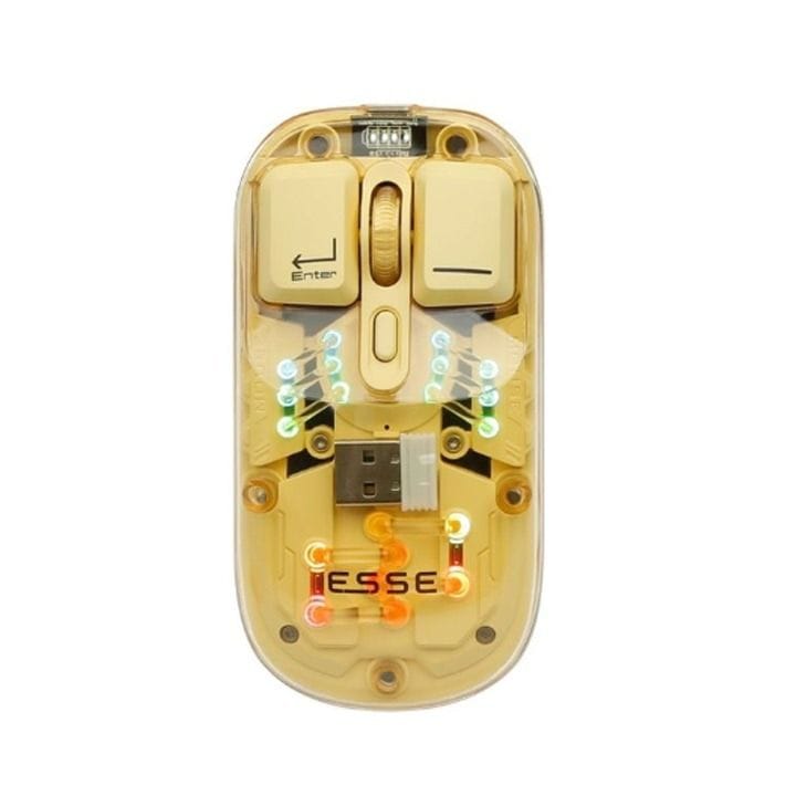 Esse Transparent Wireless RGB Mouse – Yellow | EWM-TWRYL2240