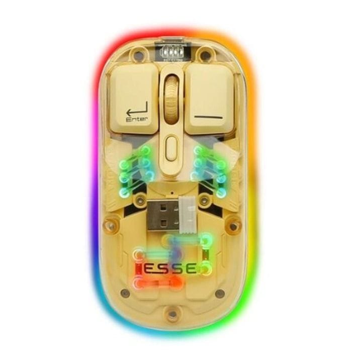 Esse Transparent Wireless RGB Mouse – Yellow | EWM-TWRYL2240