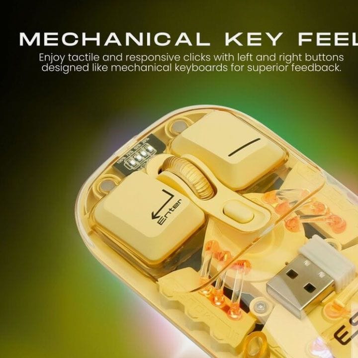 Esse Transparent Wireless RGB Mouse – Yellow | EWM-TWRYL2240