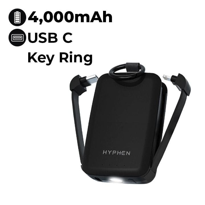 Hyphen Rescue Key Ring Emergency Power Bank – Black | HPB-KREBK1113