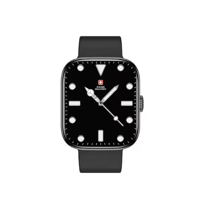 سويس ميليتاري ساعة ذكية بإطار أسود وسوار سيليكون أسود SM-WCH-ALPS4-BLKF-BLKSS