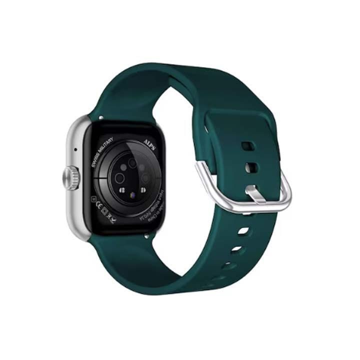 سويس ميليتاري ساعة ذكية بإطار فضي وسوار سيليكون أخضر SM-WCH-ALPS4-SILF-GRNSS
