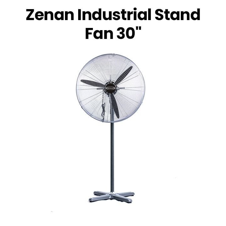 Zenan GG021 Industrial Stand Fan 30 Inch, 2M British Plug Cable, Mixed Metal Cross Base - Black - ZIF-30SF