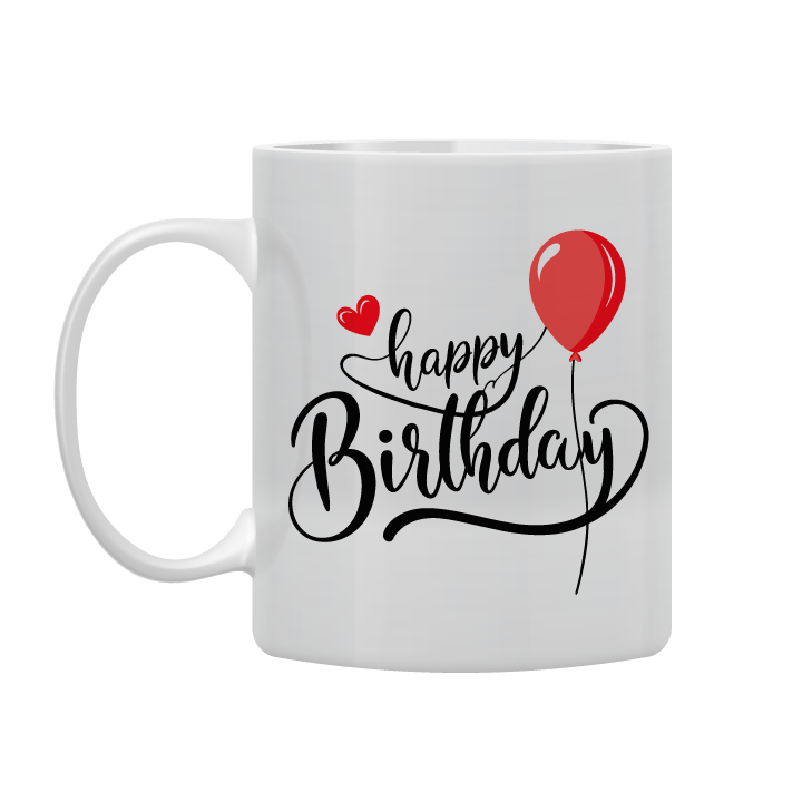 كوب أبيض مطبوع بـ "عيد ميلاد سعيد"