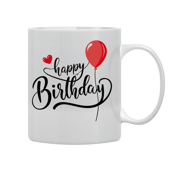 كوب أبيض مطبوع بـ "عيد ميلاد سعيد"