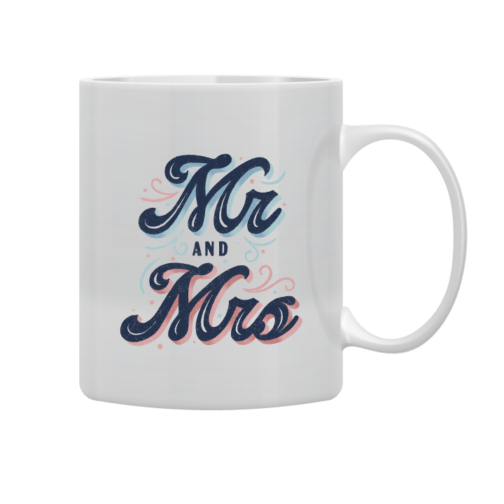 White Mug Printed in Mr. & Mrs.