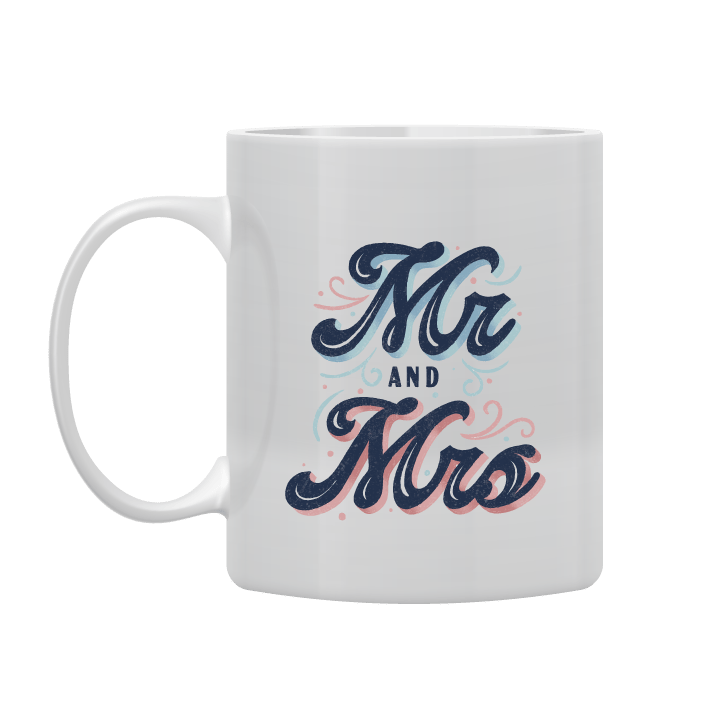 White Mug Printed in Mr. & Mrs.