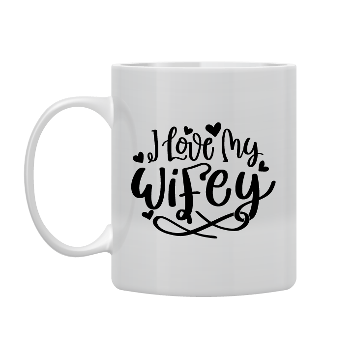 White Mug Printed in To My Wife