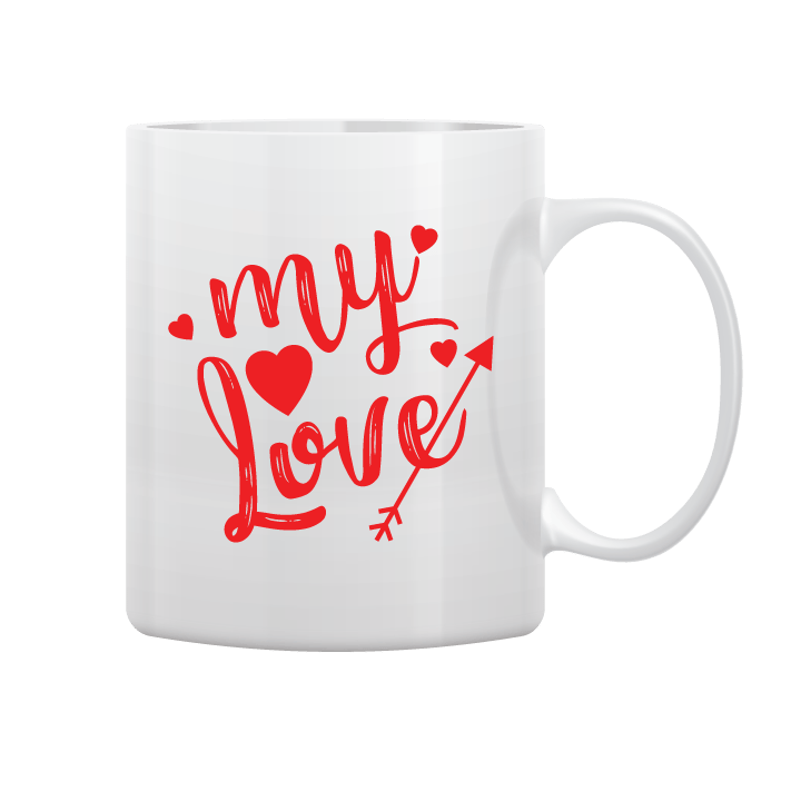 White Mug Printed in Red Everlasting Love