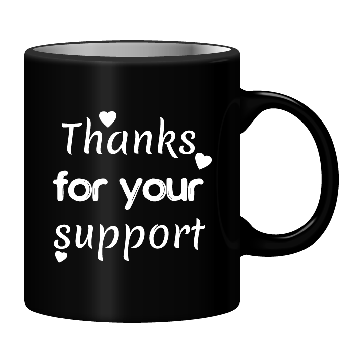 Black Mug Printed in White Expressing Gratitude