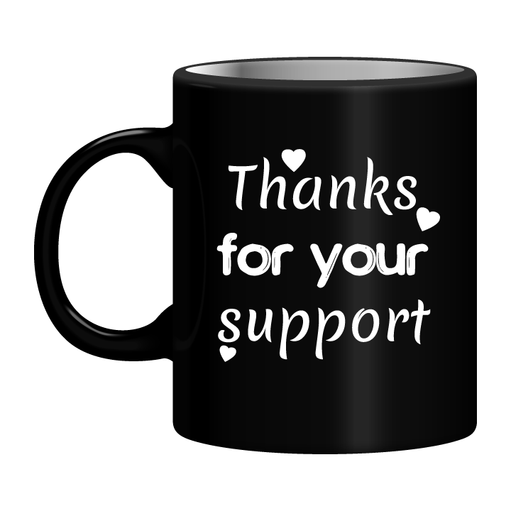 Black Mug Printed in White Expressing Gratitude
