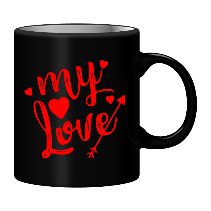 Black Mug Printed in Red Everlasting Love