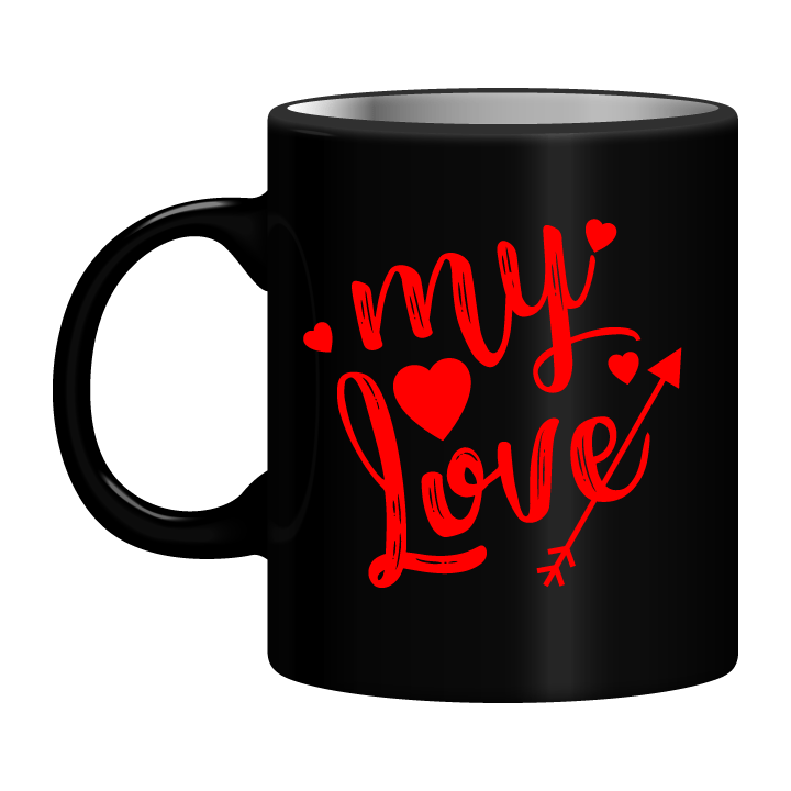 Black Mug Printed in Red Everlasting Love