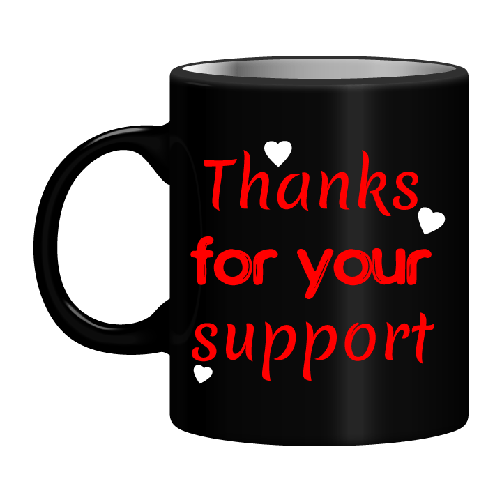 Black Mug Printed in Red Expressing Gratitude