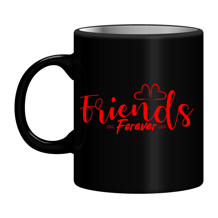 Black Mug Printed in Red Friends Forever