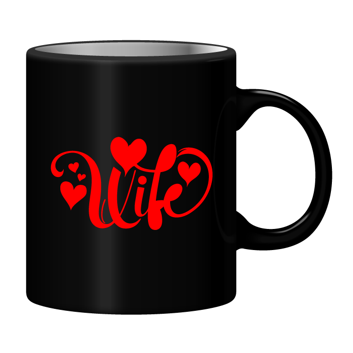 Black Mug Printed in Red Husband & Wife