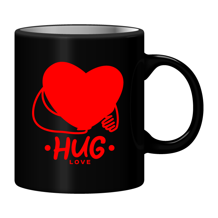 Black Mug Printed in Red Love Filled