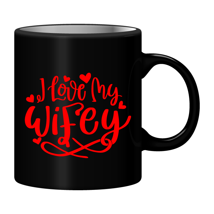 Black Mug Printed in Red To My Wife