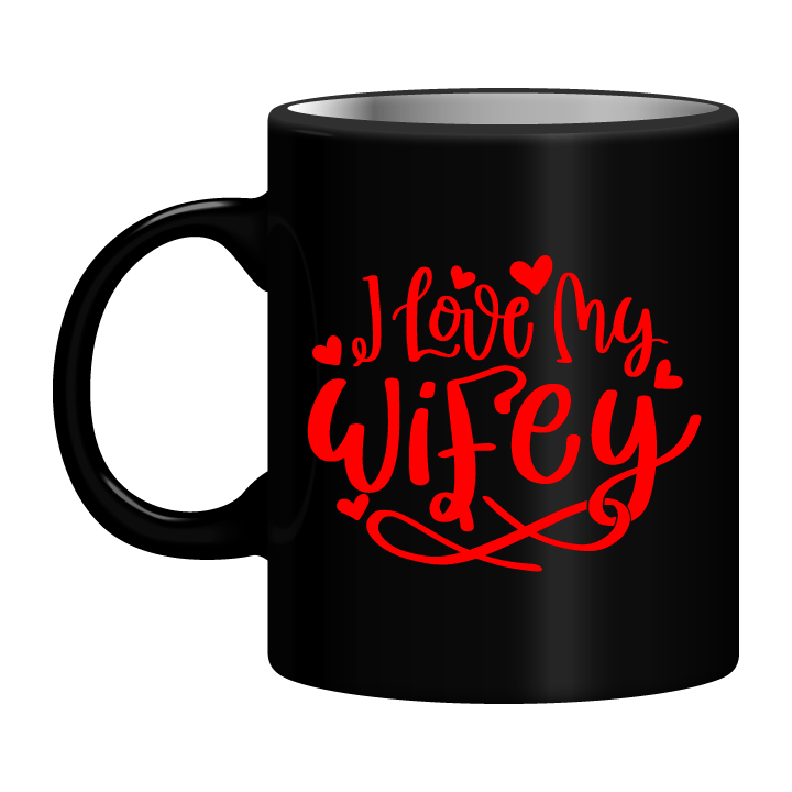 Black Mug Printed in Red To My Wife