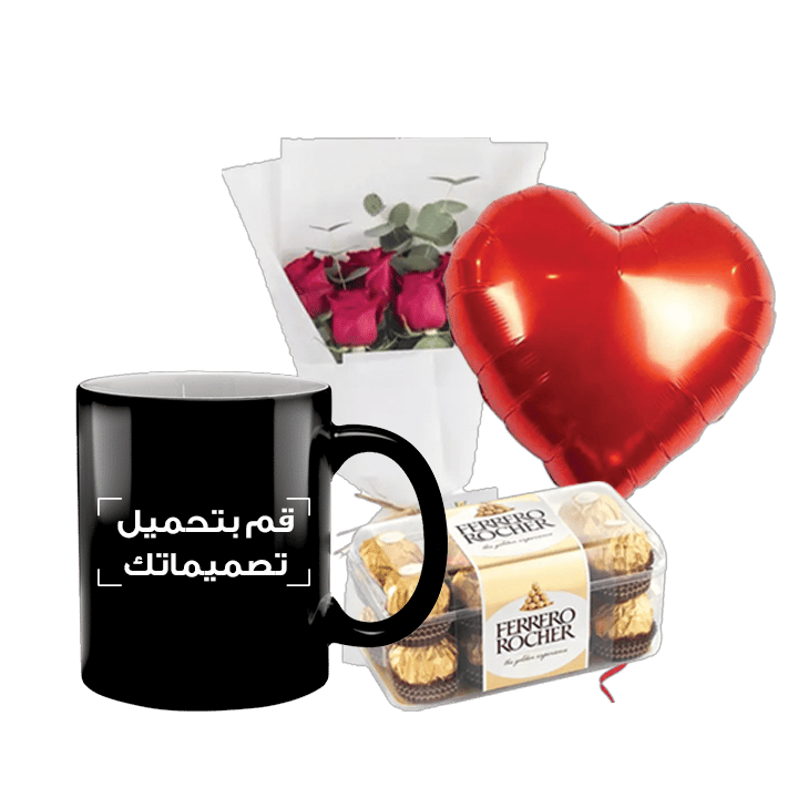 Magic Mug Bundle (Personalized Glossy Magic Mug, Flowers, Balloon & Chocolate)