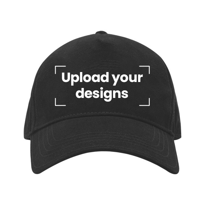 Cotton Cap Embroidered with Your Personalized Design - Black