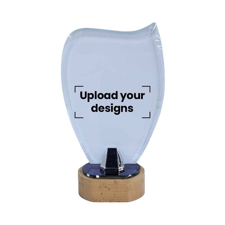 Customized Crystal Trophy Wooden Base  with Your Personalized Design - CS-232096A