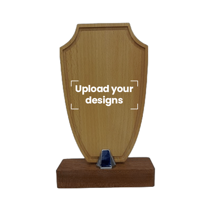 Customized Crystal Trophy Wooden Base  with Your Personalized Design - Large
