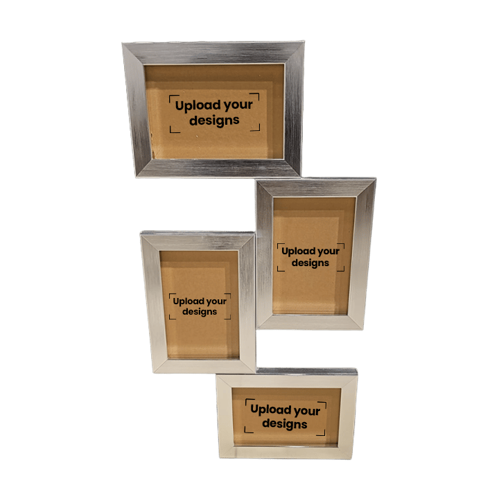 4x6 Photo Frame Printed with Your Personalized Design - Silver Metallic Collage