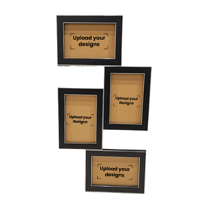 4x6 Photo Frame Printed with Your Personalized Design - Black & Silver Collage