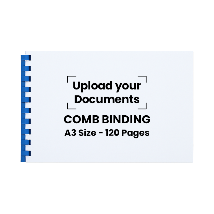 Paper Comb Binding with Back to Back Print-Blue-120-A3-Landscape