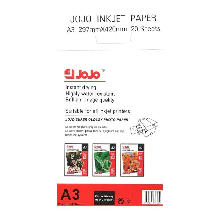 Jumbo Print Jojo A3 Glossy Photo Paper 200gsm Waterproof, White