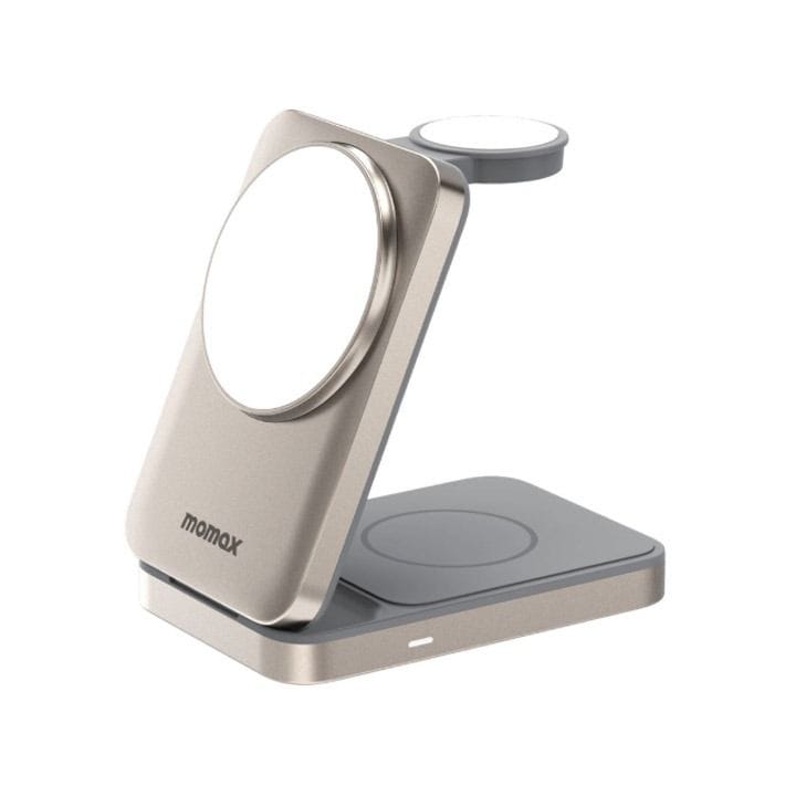 Momax 1-Charge Q.Port Qi 2 15W 3-in-1 Magnetic Wireless Charging Stand | Titanium | UD36L