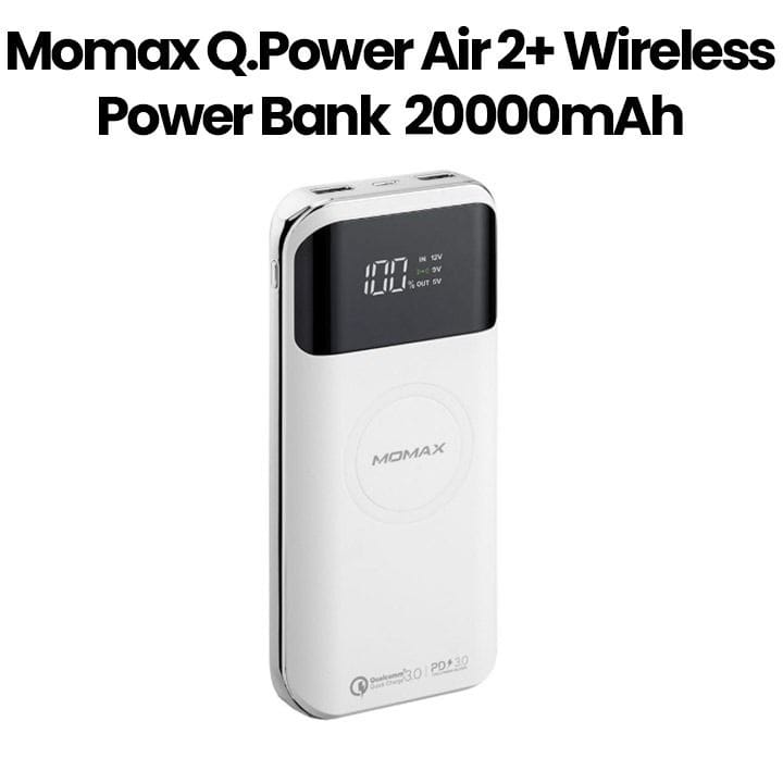 Momax Q.Power Air 2+ 20000mAh Wireless Power Bank | White | IP92W