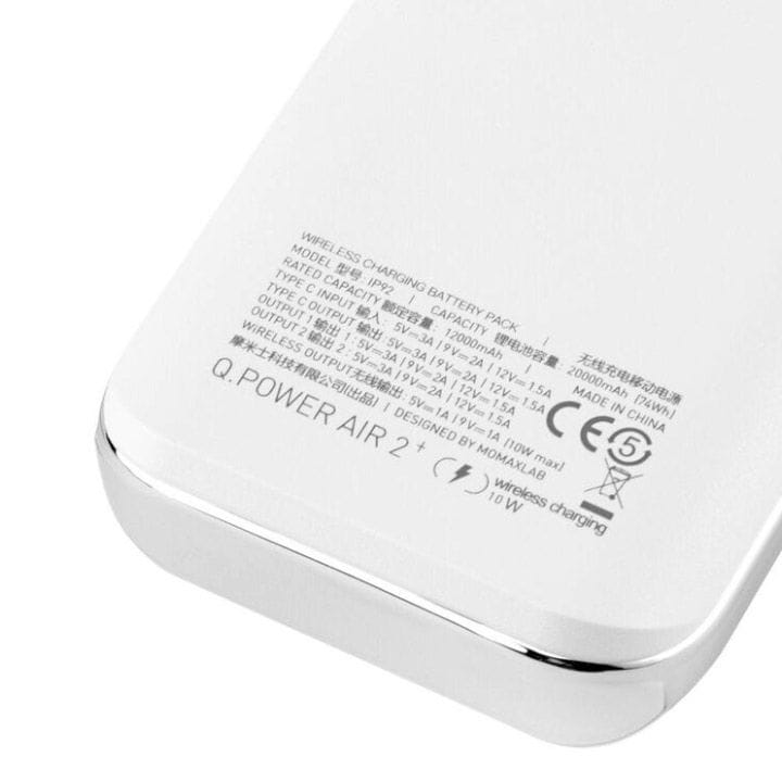 Momax Q.Power Air 2+ 20000mAh Wireless Power Bank | White | IP92W