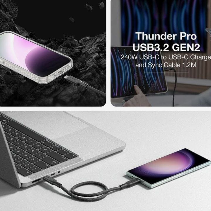 Amazingthing Thunder Pro USB-C to USB-C 240W Charging Cable 20cm – Black | THC0.2MBK