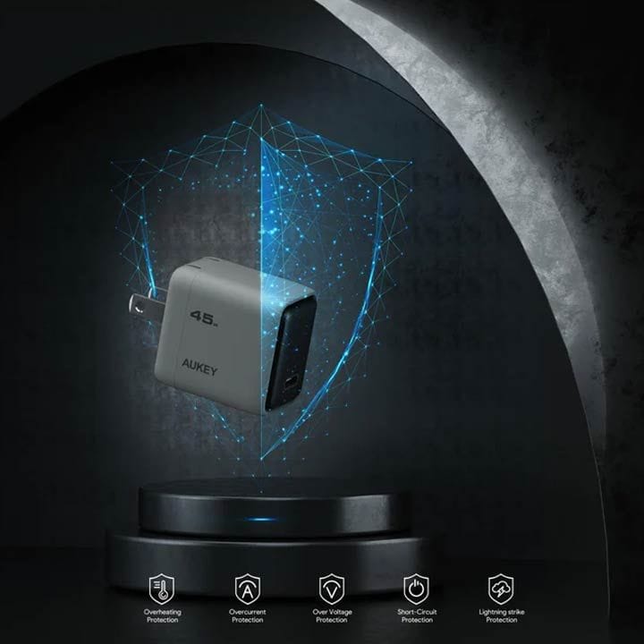 Aukey Comet 45W PD Wall Charger with GaN Technology – Gray | PA-C2