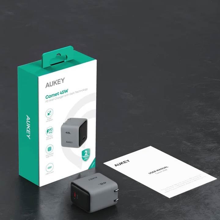 Aukey Comet 45W PD Wall Charger with GaN Technology – Gray | PA-C2
