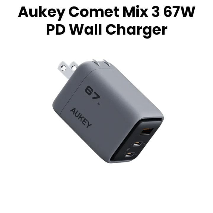 أوكي شاحن حائط PD 67W بتقنية GaN USB-C - رمادي | PA-C3