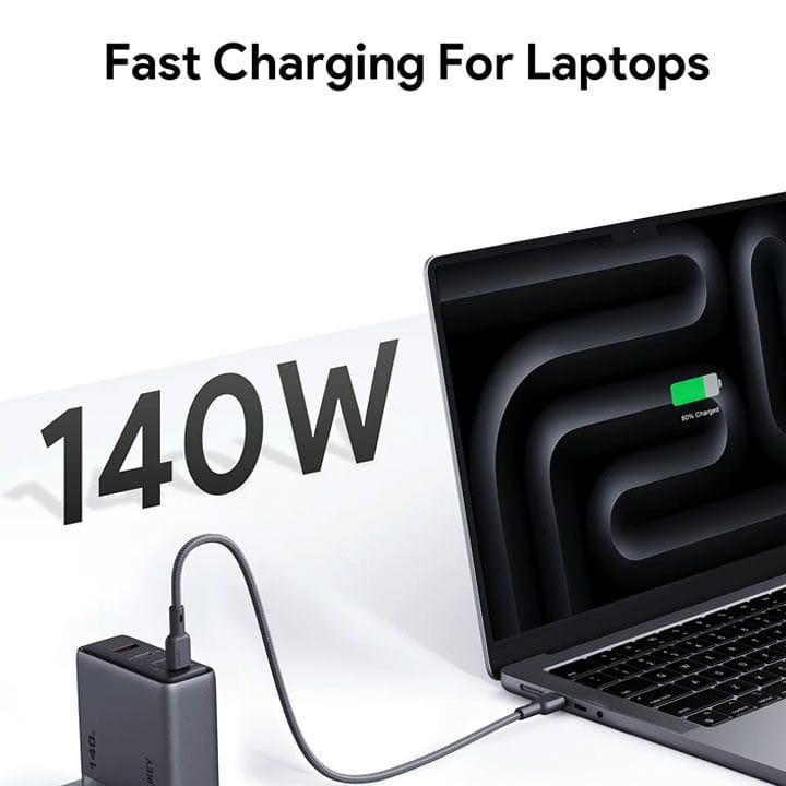 أوكي شاحن حائط Mix 4 PD 140W بأربع منافذ مع PPS للابتوب والموبايل - رمادي | PA-C6
