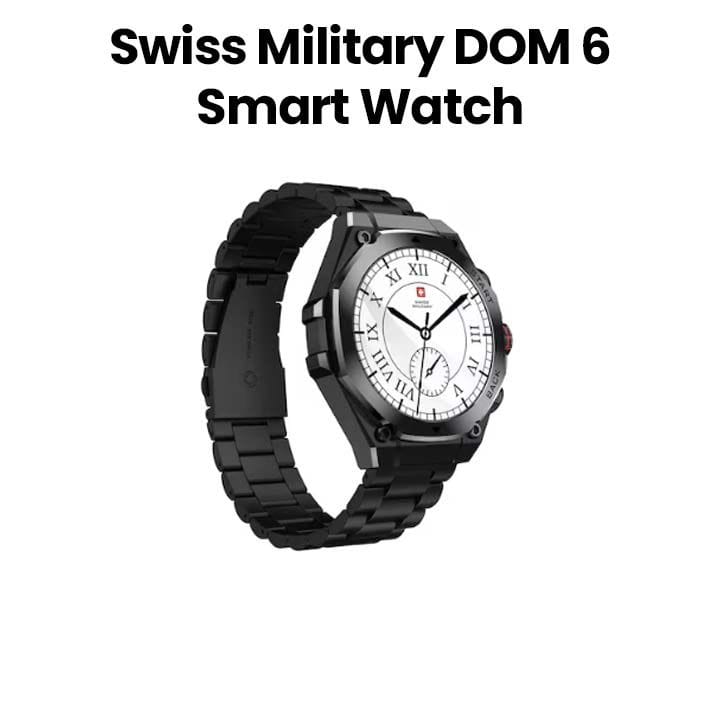 Swiss Military Smart Watch with Black Frame & Gun Metal Strap | SM-WCH-DOM6-BLKF-GUNMS